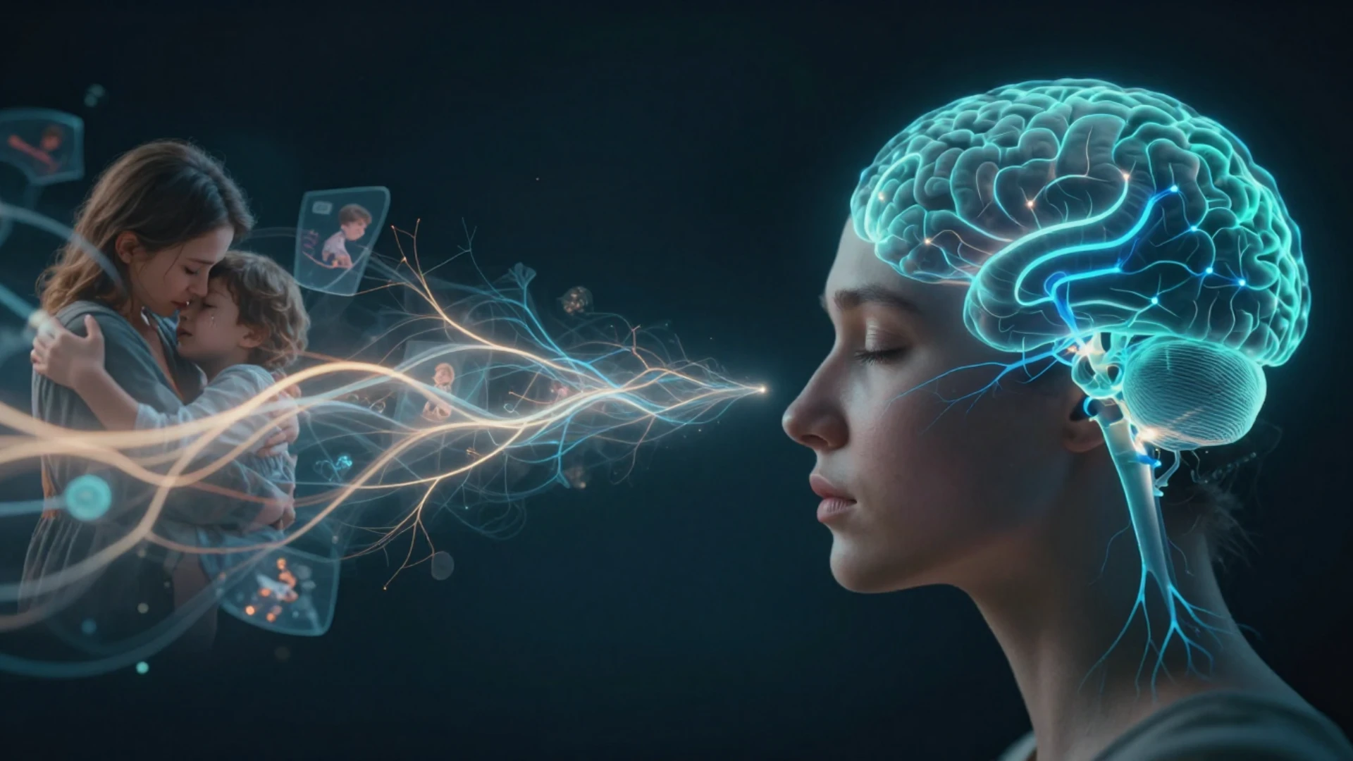 Representação científica mostrando como experiências emocionais moldam previsões e interpretações futuras realizadas pelo cérebro.